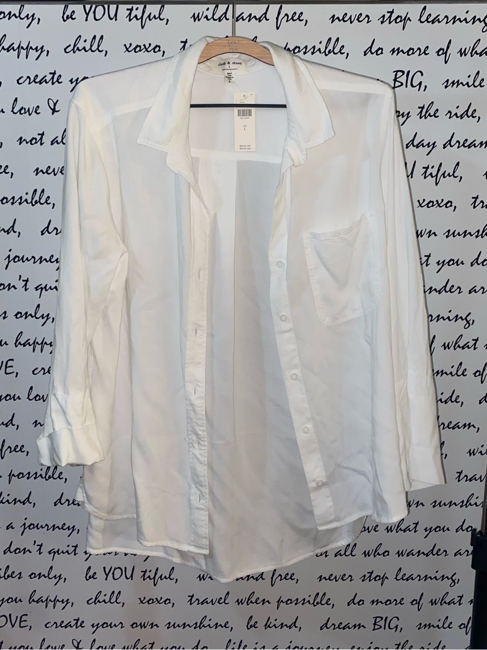 cloth & stone White Semi-Sheer Button-Down Shirt